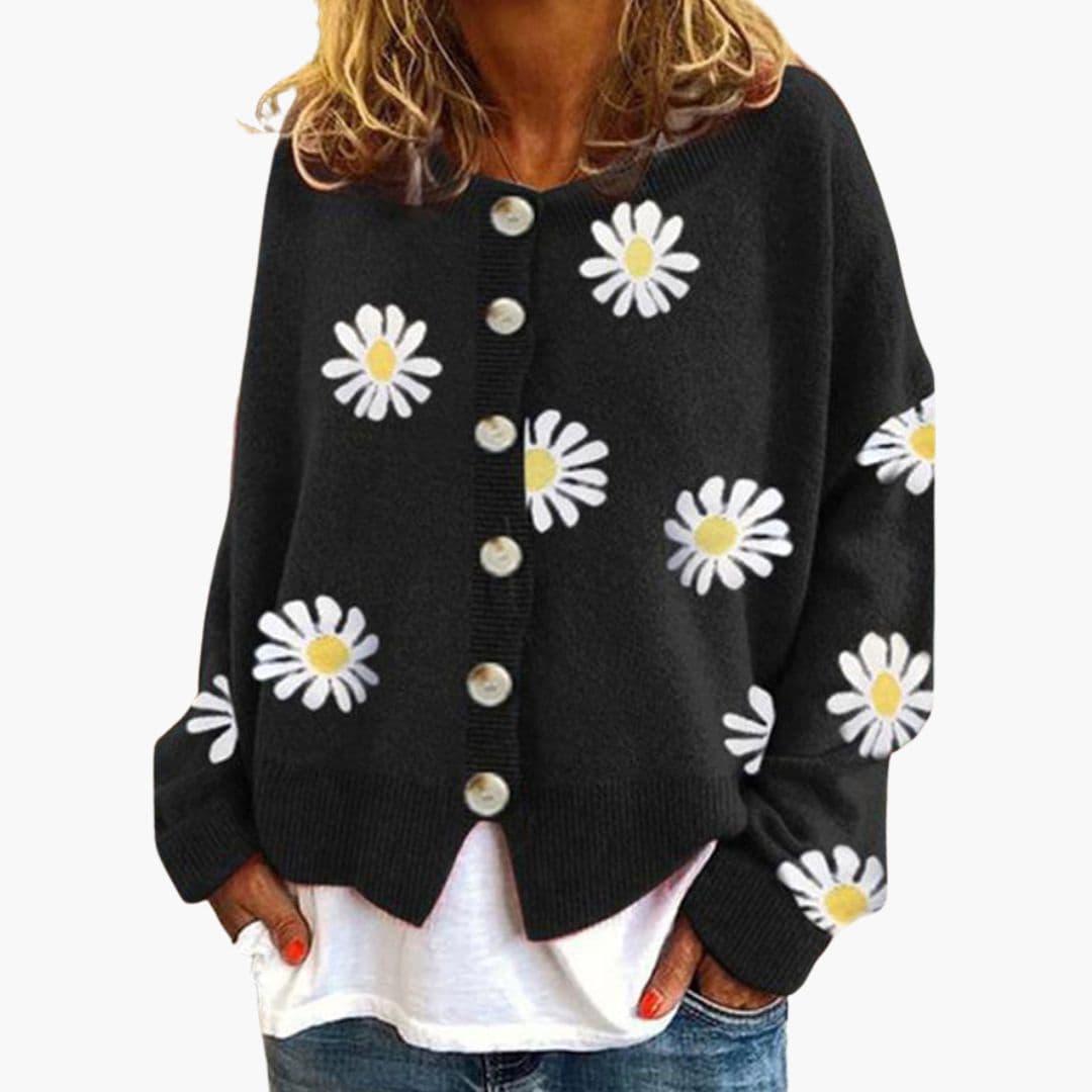 Gilet femme imprimé fleuri avec fermeture à boutons