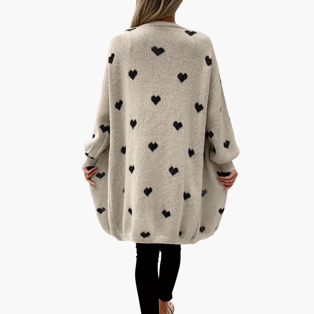 Gilet femme motif cœur avec fermeture à boutons
