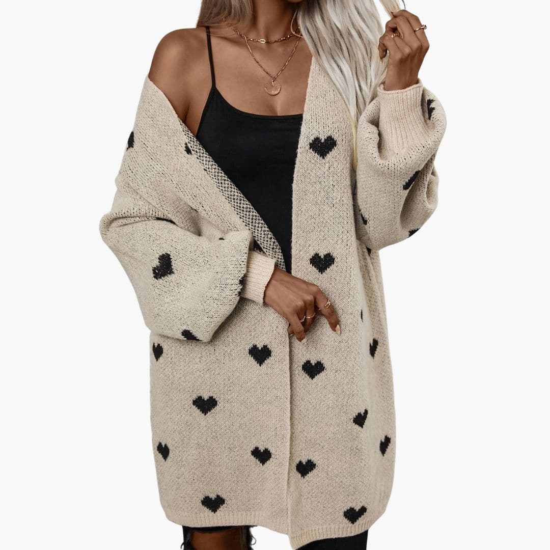 Gilet femme motif cœur avec fermeture à boutons