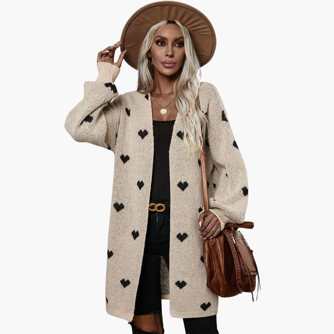 Gilet femme motif cœur avec fermeture à boutons