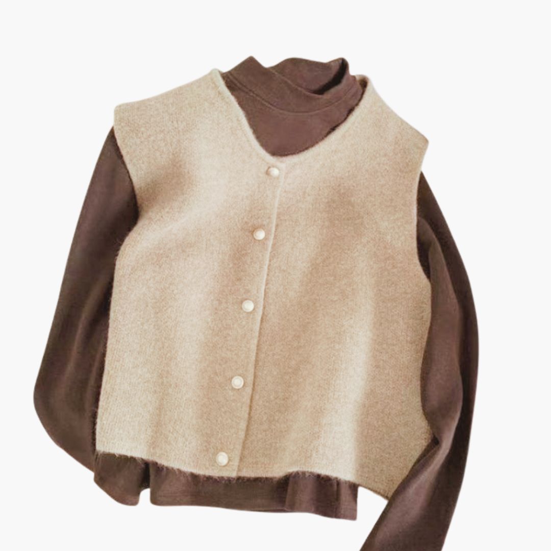 Gilet femme sans manches avec fermeture à boutons devant