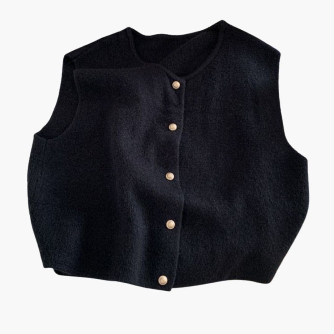 Damevest uten ermer med knappelukking foran