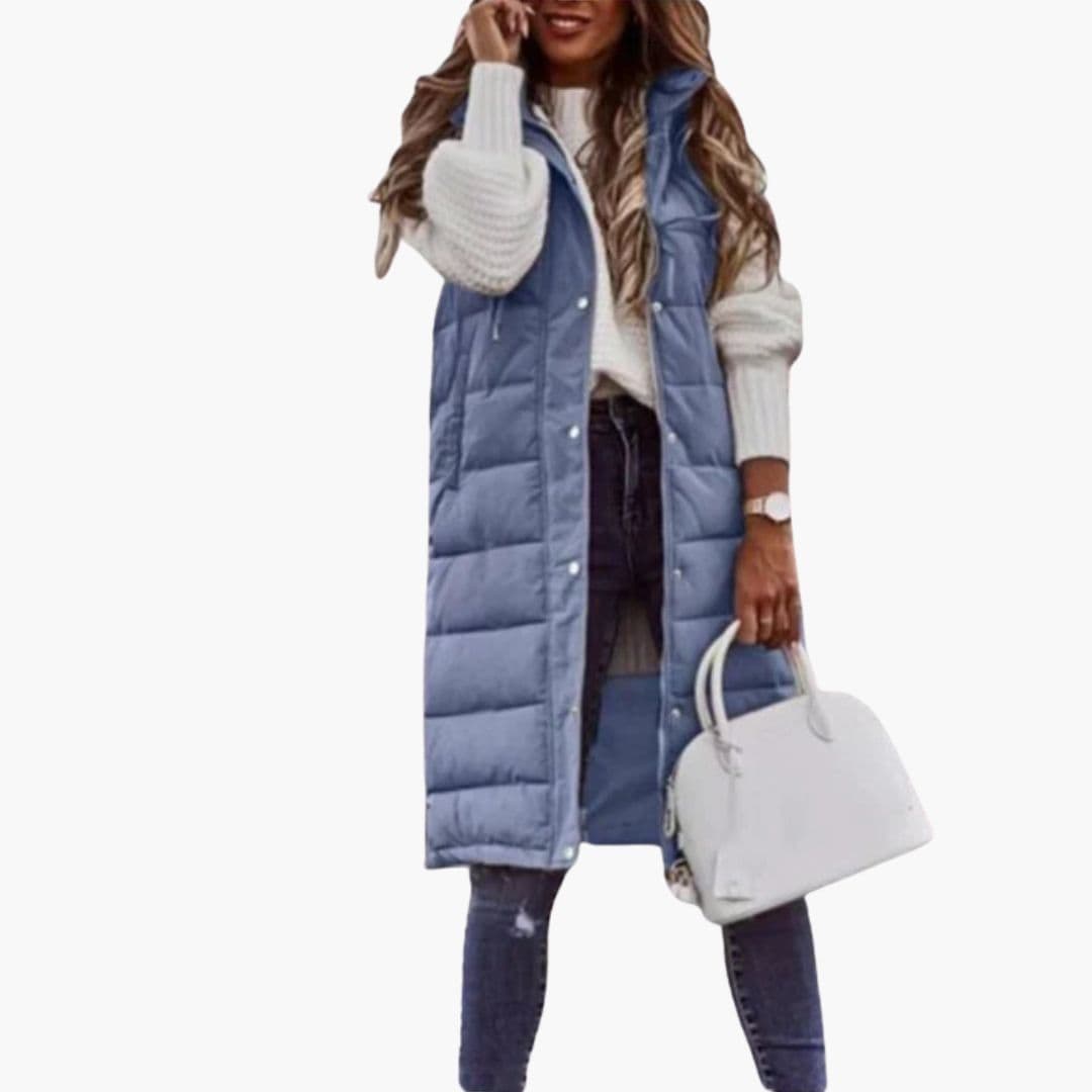 Gilet long matelassé femme avec capuche