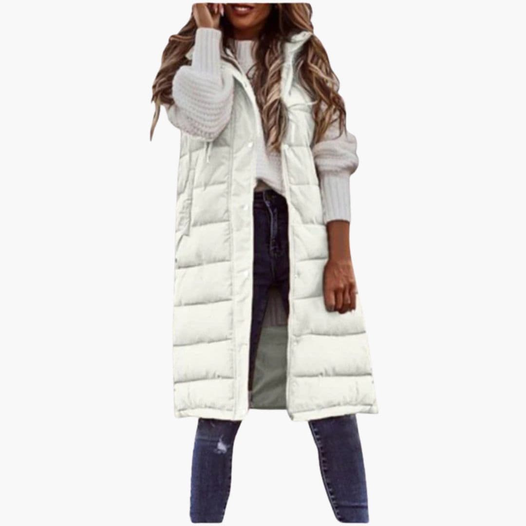 Gilet long matelassé femme avec capuche