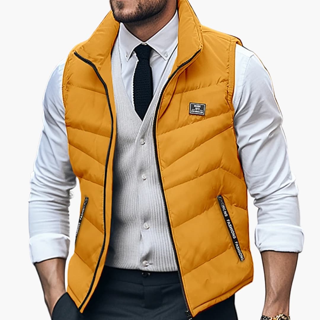 Gilet matelassé homme avec fermeture zippée et col montant