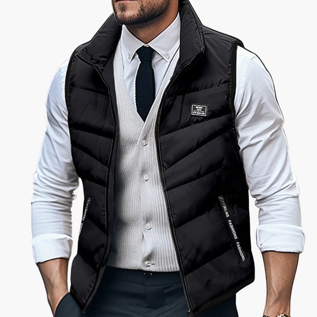 Gilet matelassé homme avec fermeture zippée et col montant