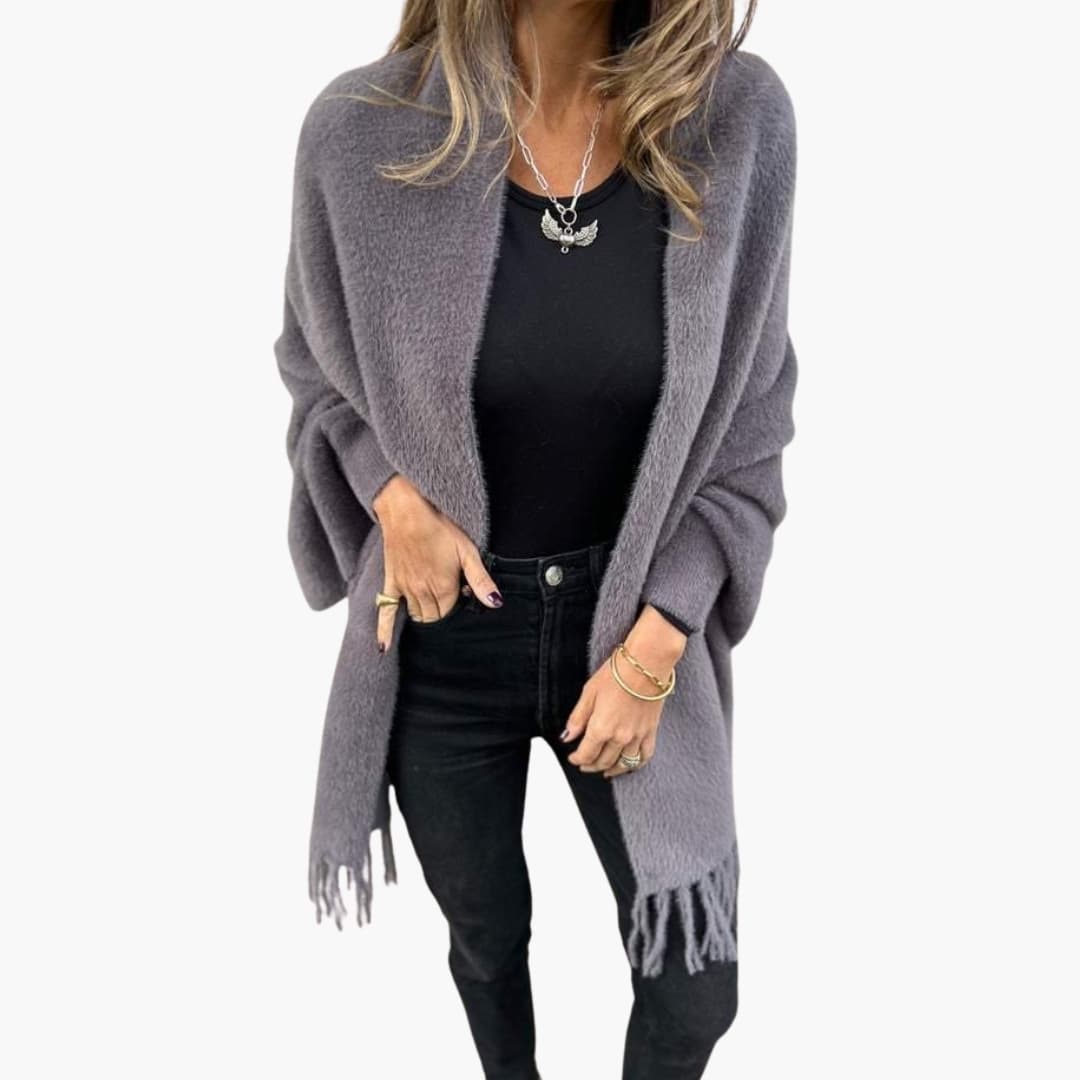 Gilet ouvert femme avec franges