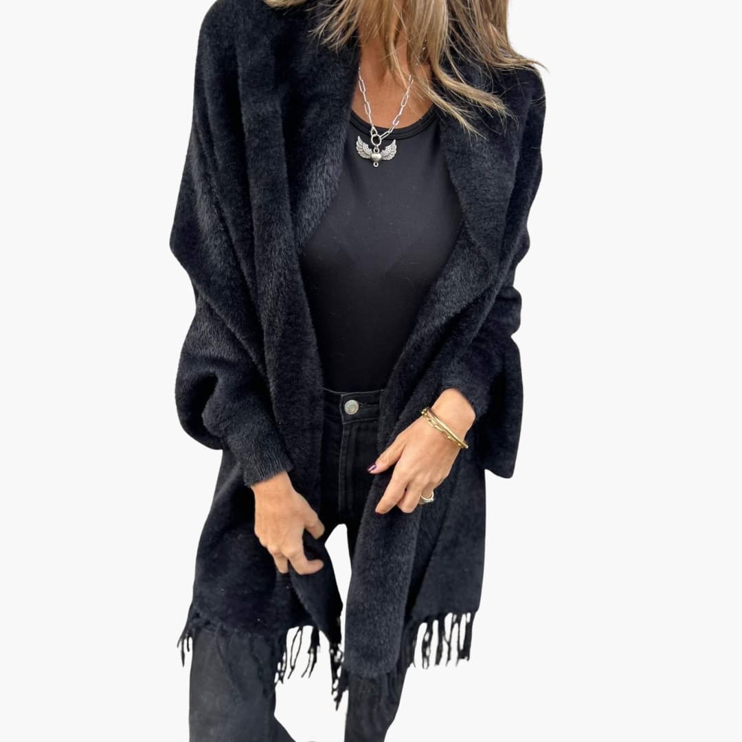 Gilet ouvert femme avec franges