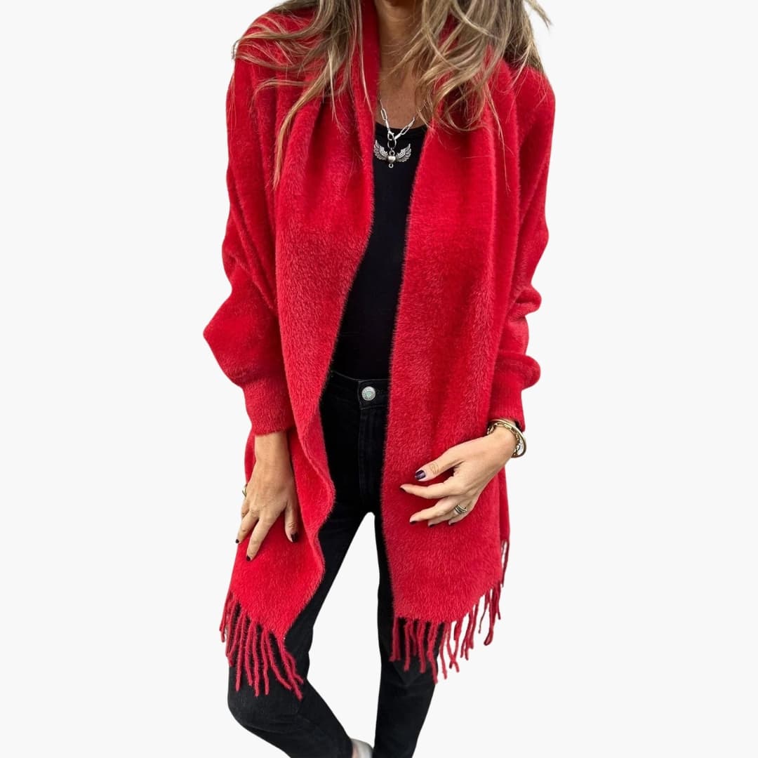 Gilet ouvert femme avec franges