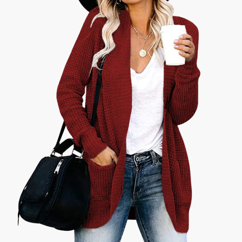 Cardigan ouvert en maille avec poches pour femme