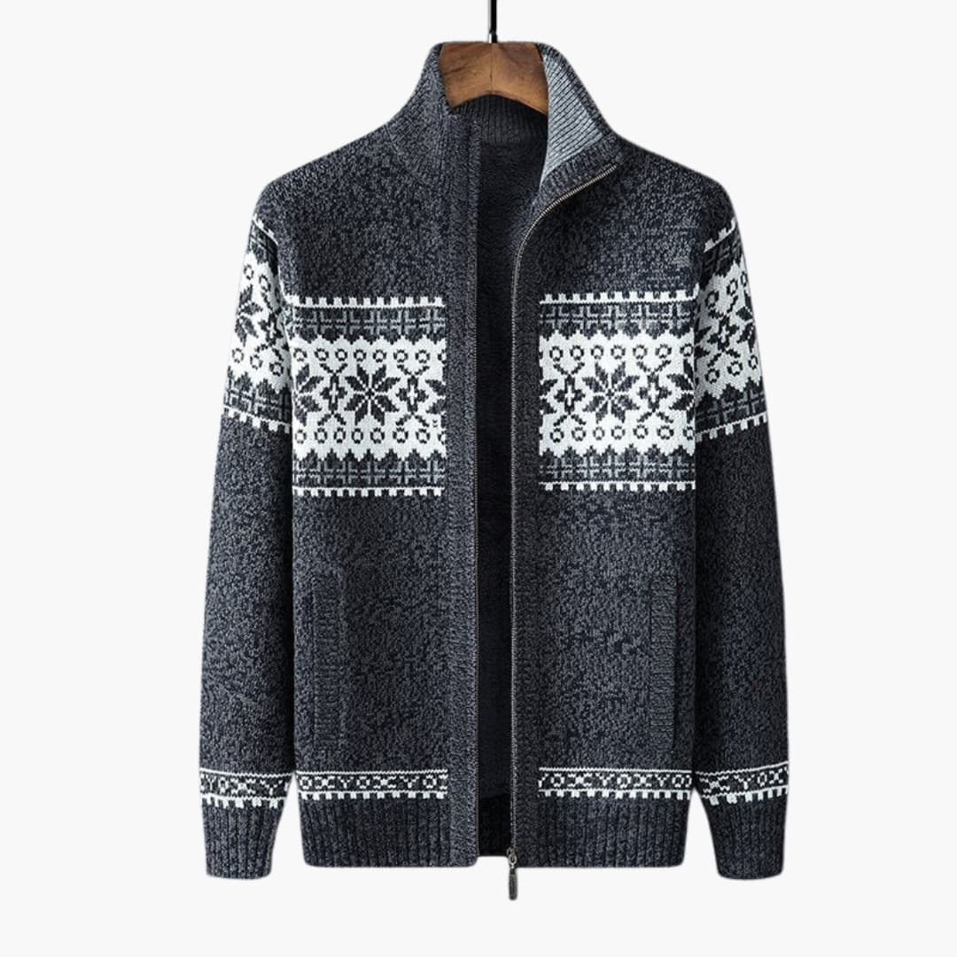 Gilet en maille pour homme avec fermeture éclair et manches longues