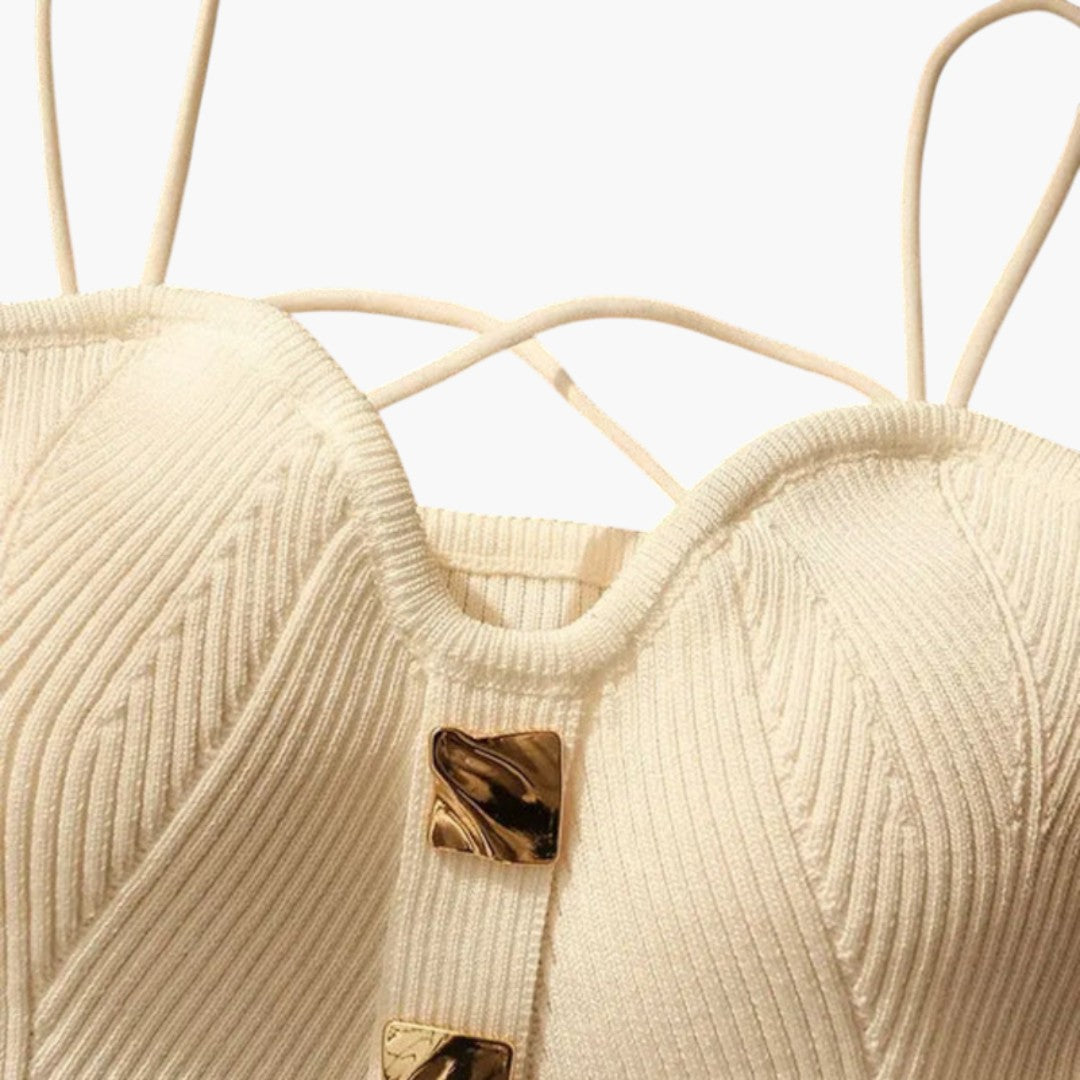 Corsetto donna con superficie a coste e spalline regolabili