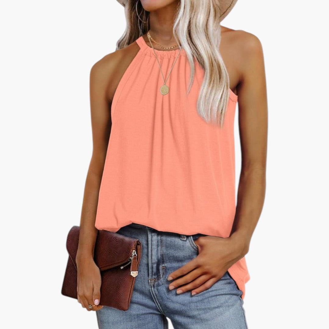 Haut Femme Col Halter avec Attache au Dos