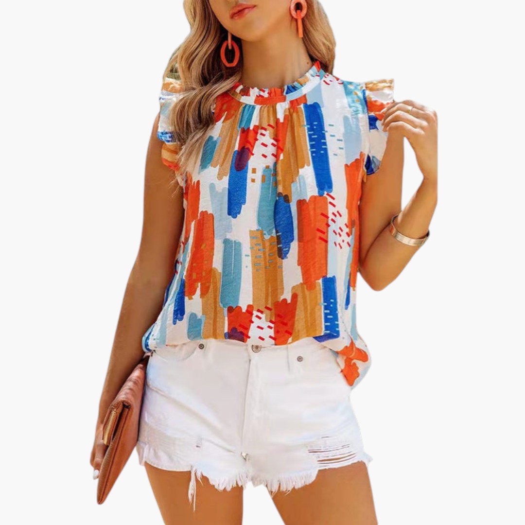 Top donna senza maniche con superficie stampata