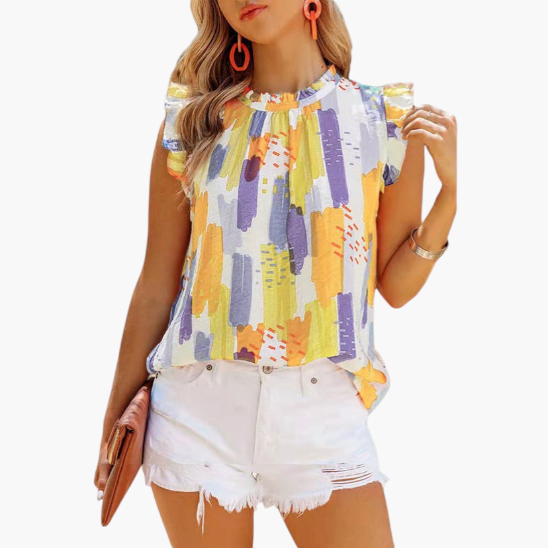 Top donna senza maniche con superficie stampata