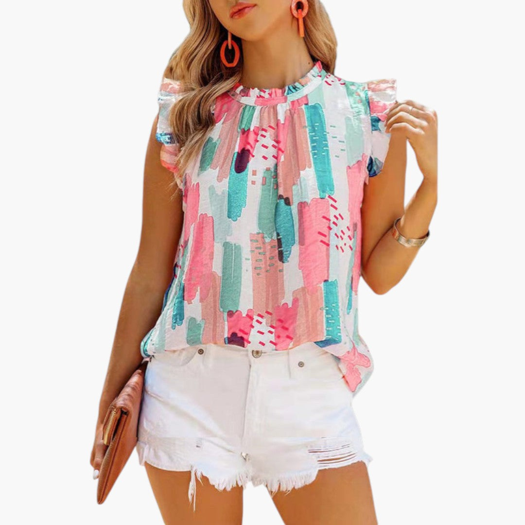 Top donna senza maniche con superficie stampata