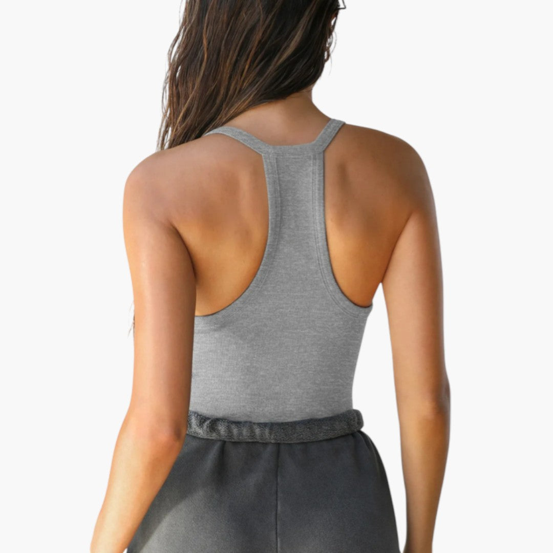 Maglia Donna Senza Maniche con Scollo a V e Schiena a Nuotatore