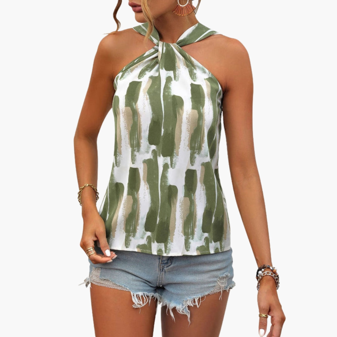 Haut Femme avec Col Halter et Surface Imprimée