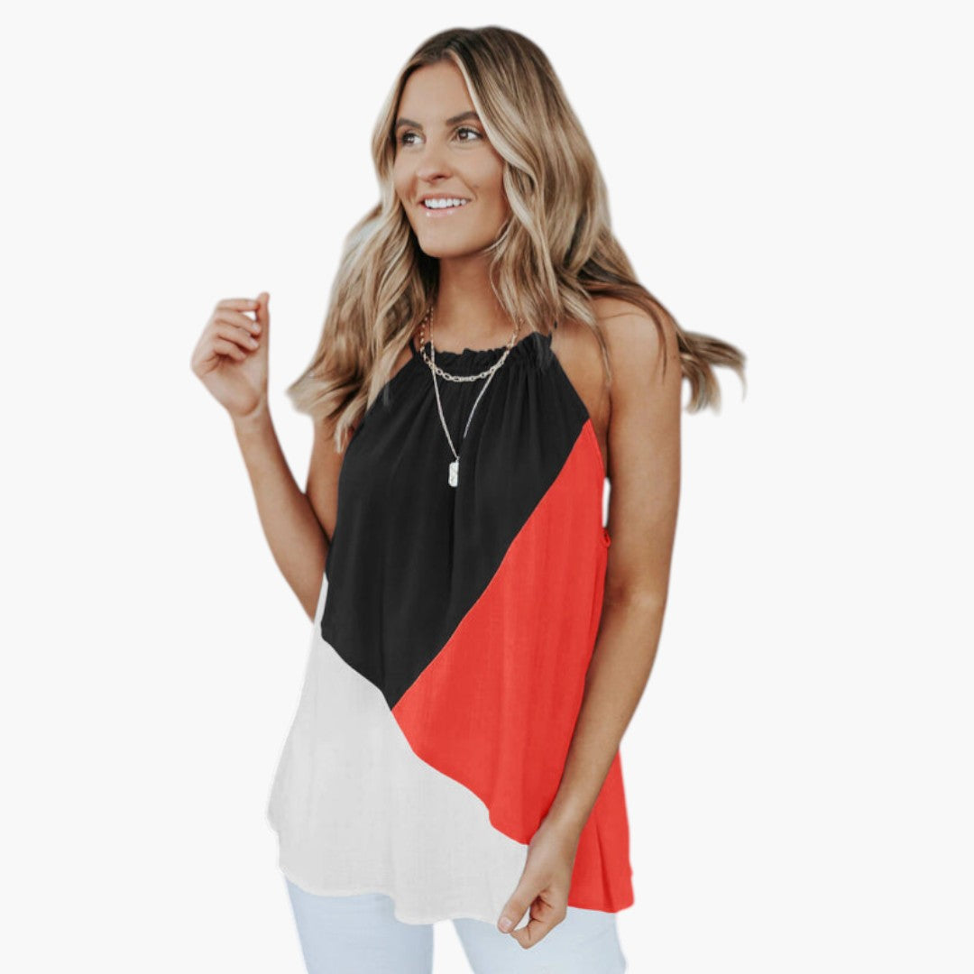 Women's Sleeveless Top with Geometric Panels