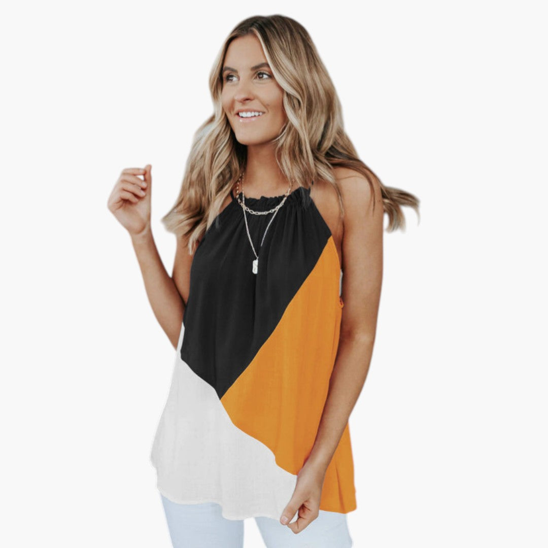 Women's Sleeveless Top with Geometric Panels