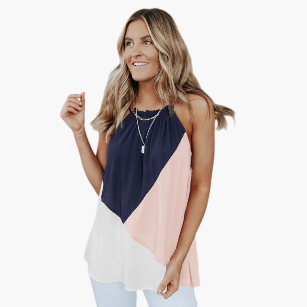 Women's Sleeveless Top with Geometric Panels