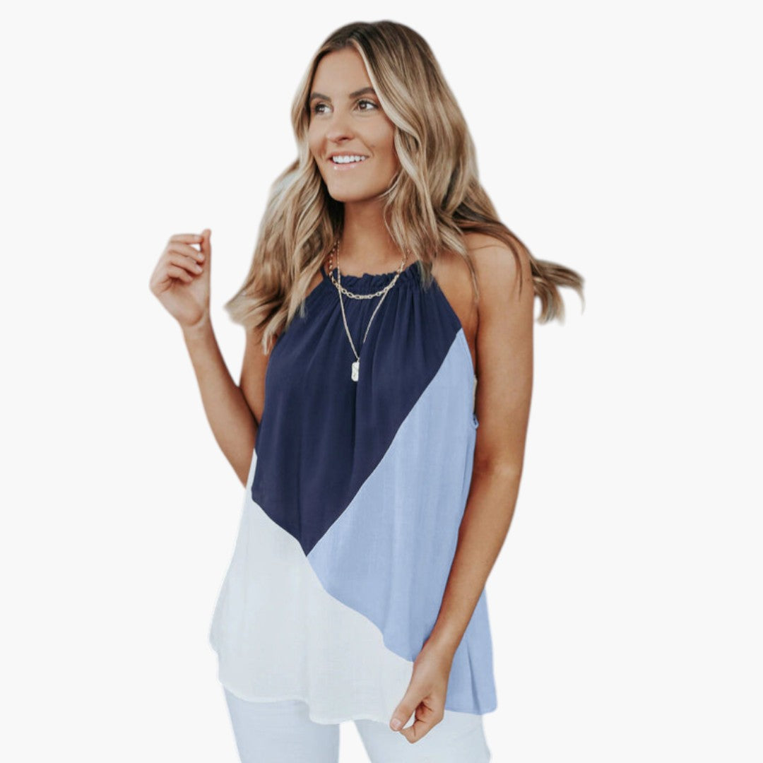 Women's Sleeveless Top with Geometric Panels