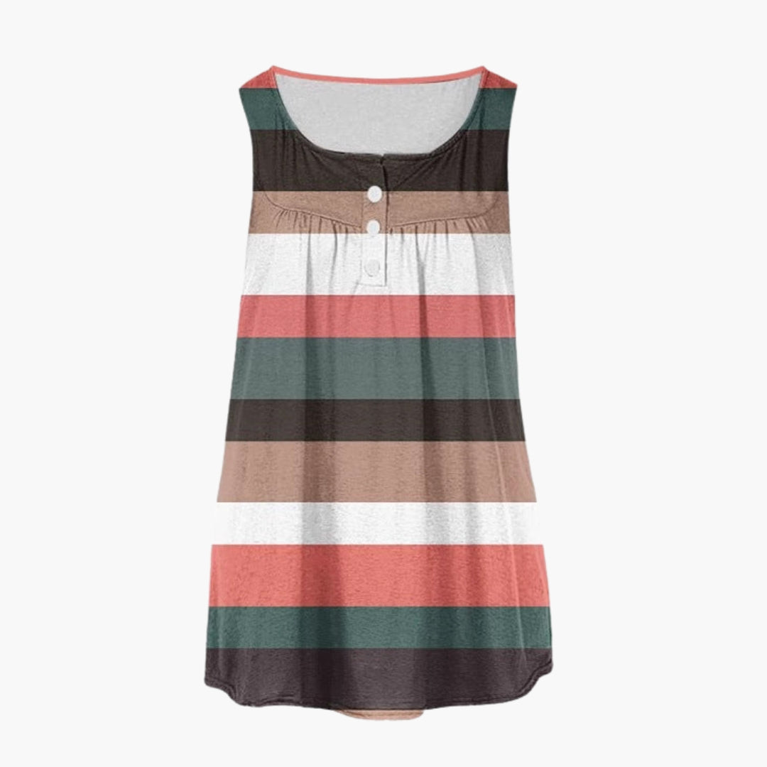 Haut Tunique Femme avec Col en V et Motif à Rayures