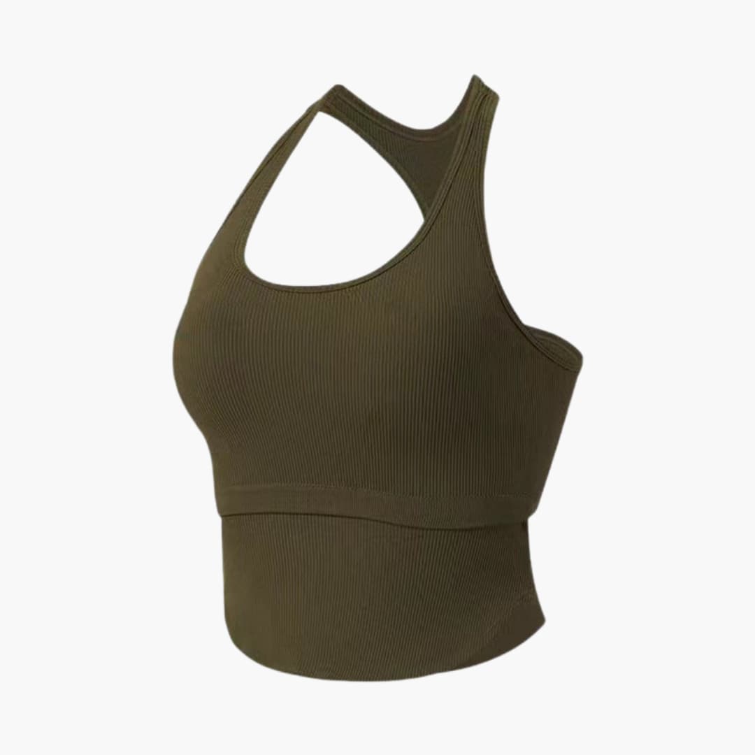 Top deportivo sin mangas para mujer, corte ajustado y cuello redondo