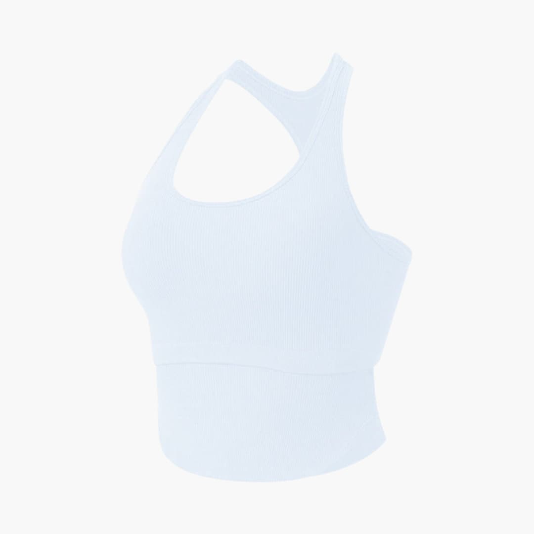 Top deportivo sin mangas para mujer, corte ajustado y cuello redondo