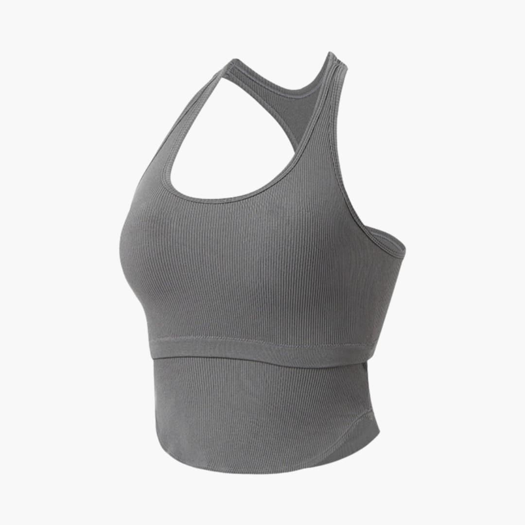 Top deportivo sin mangas para mujer, corte ajustado y cuello redondo