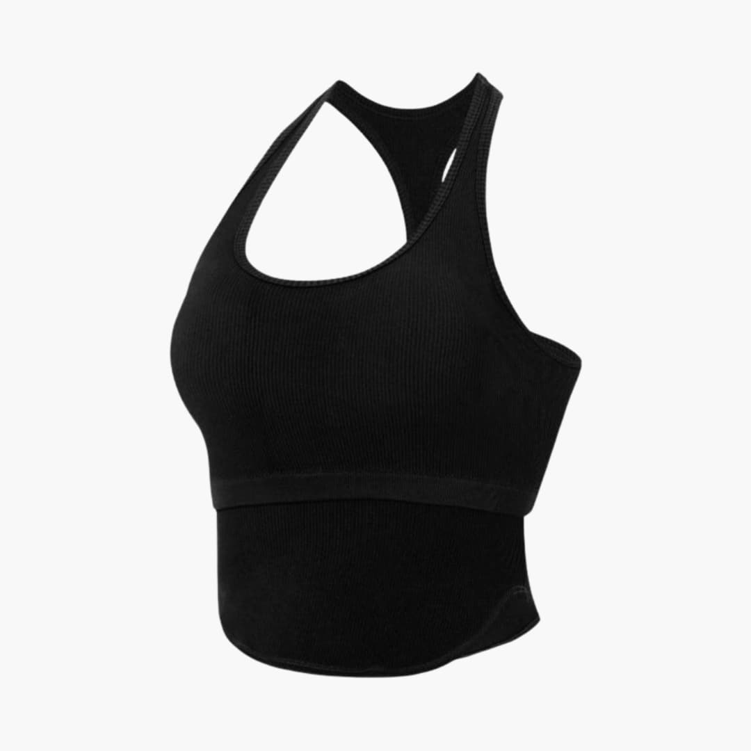 Top deportivo sin mangas para mujer, corte ajustado y cuello redondo