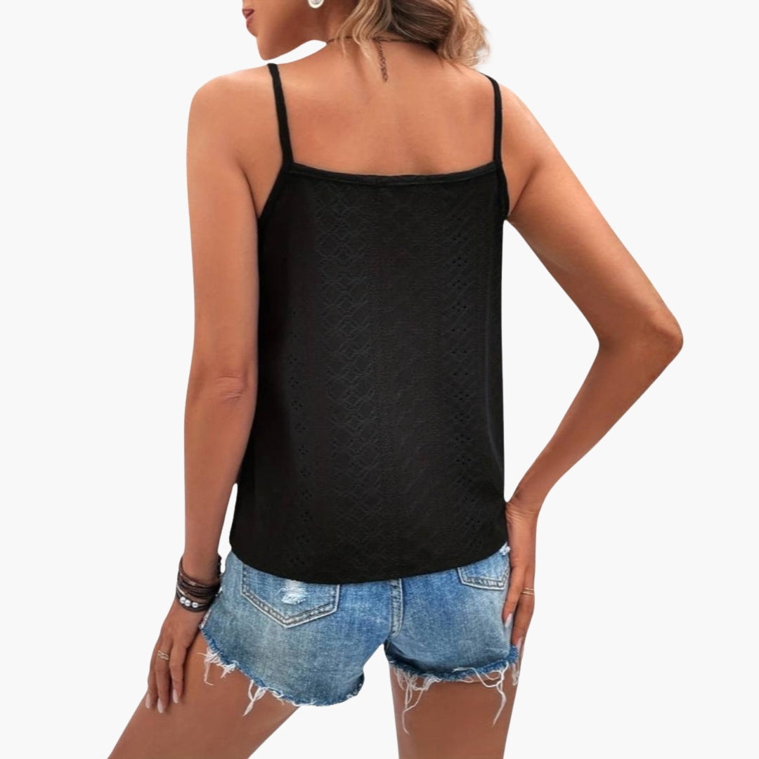 Maglia donna con scollo a V e sottili spalline