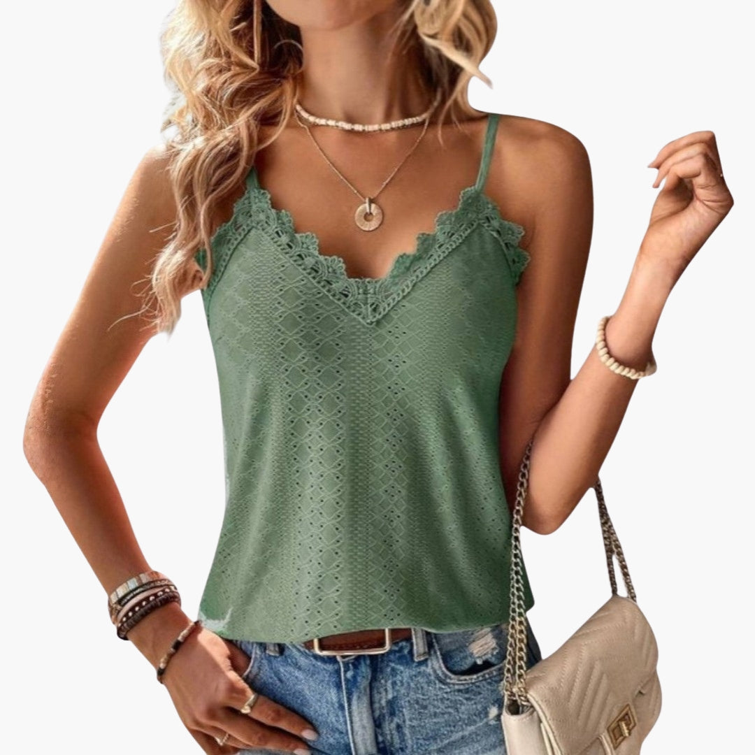 Maglia donna con scollo a V e sottili spalline