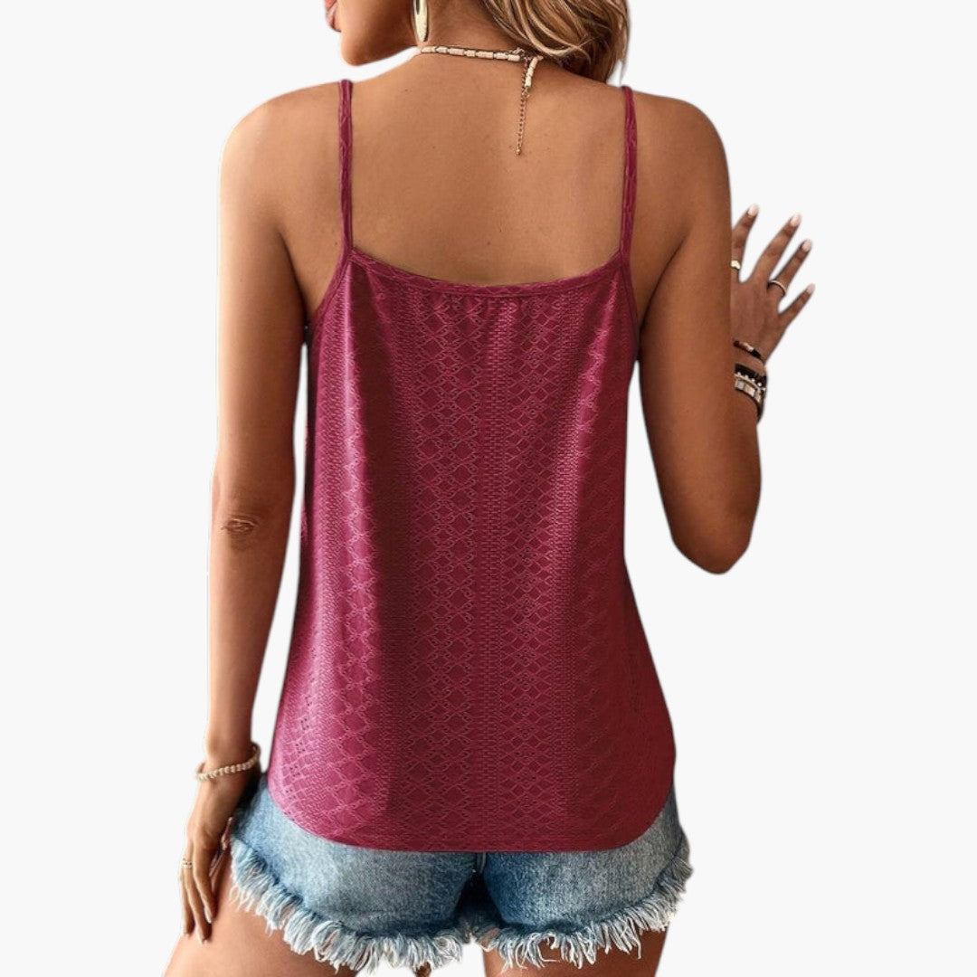 Maglia donna con scollo a V e sottili spalline
