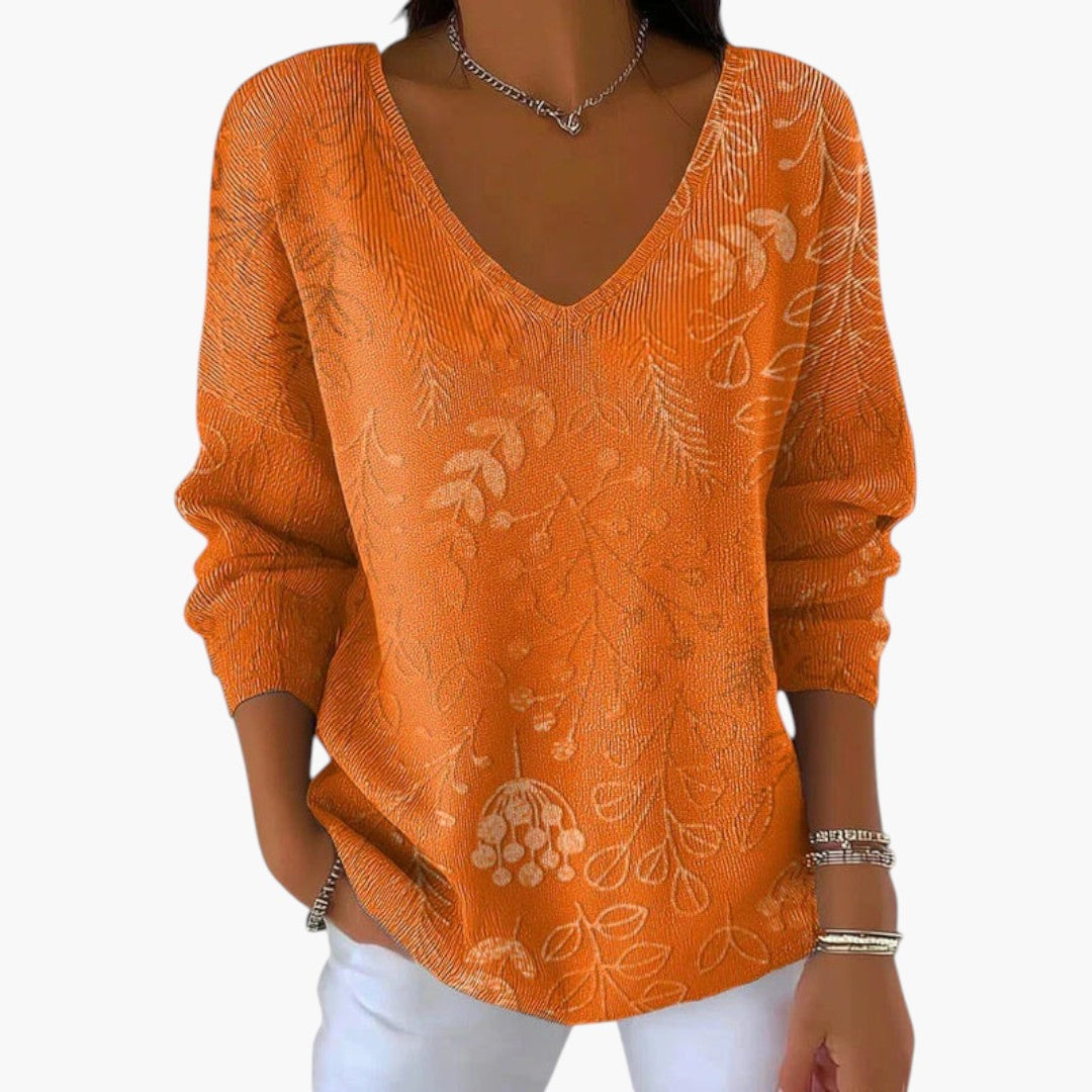 Blusa mujer con cuello en V y corte amplio
