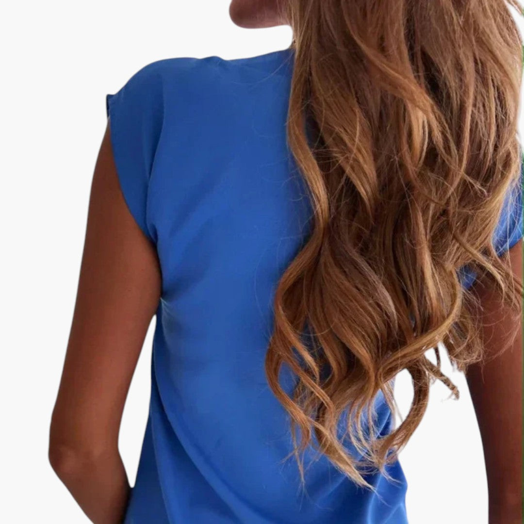Maglia donna con scollo a V e maniche corte a mantella