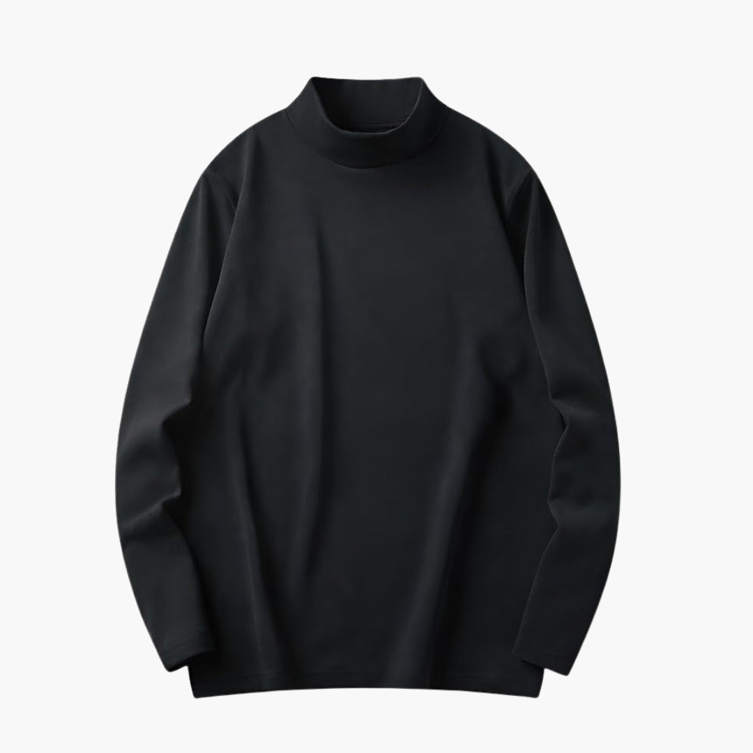 Damebluse med høj hals og lange ærmer