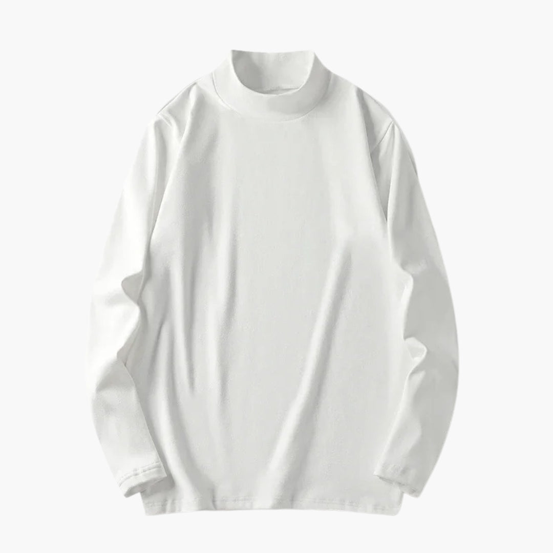 Damebluse med høj hals og lange ærmer