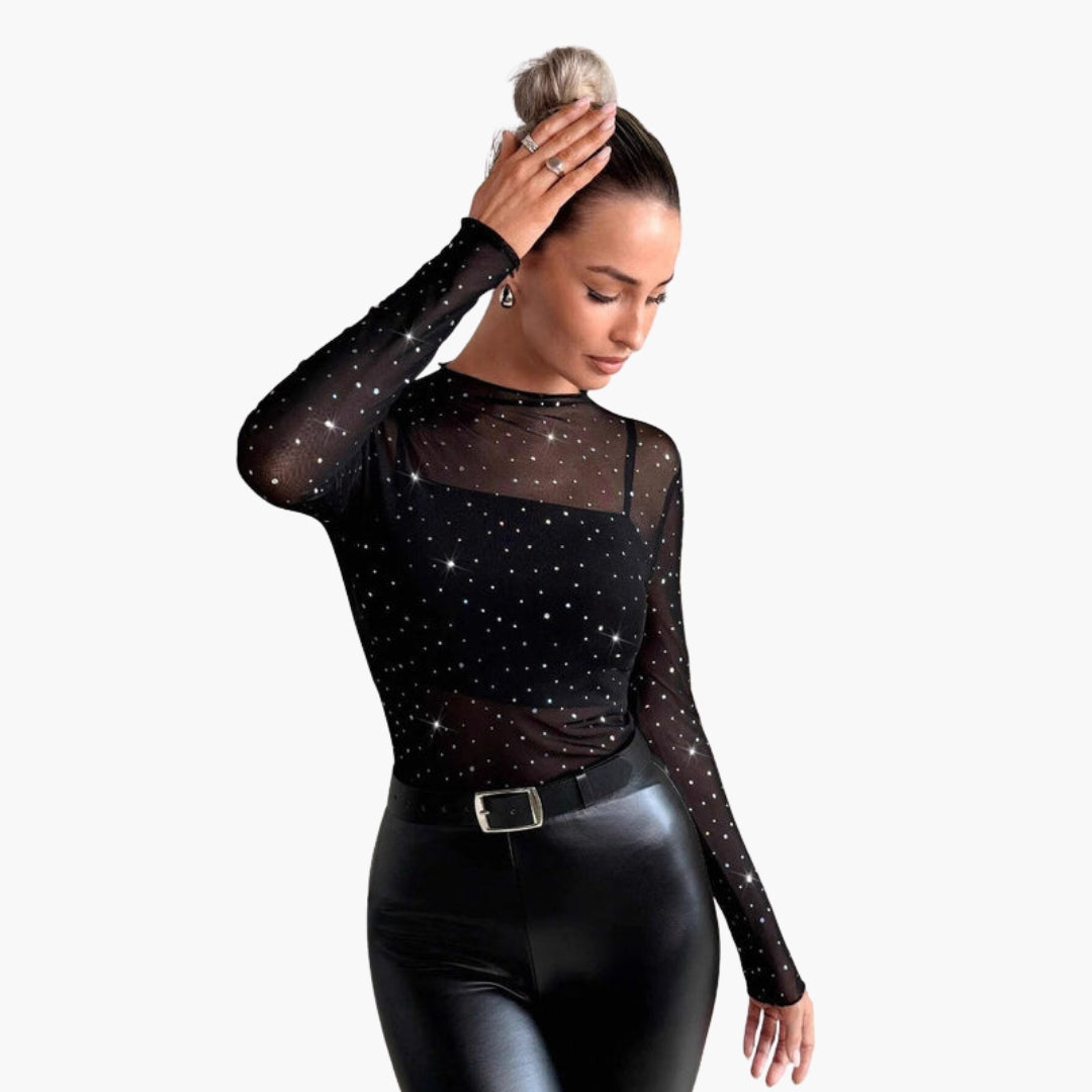 Haut femme transparent à manches longues