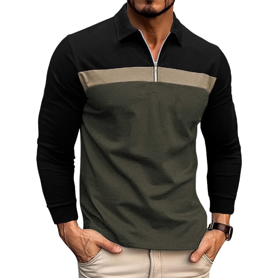 Maglia uomo maniche lunghe con zip e collo alto