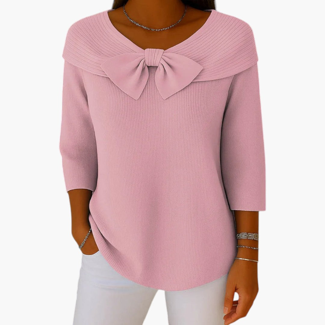 Haut tricoté femme avec nœud et manches longues