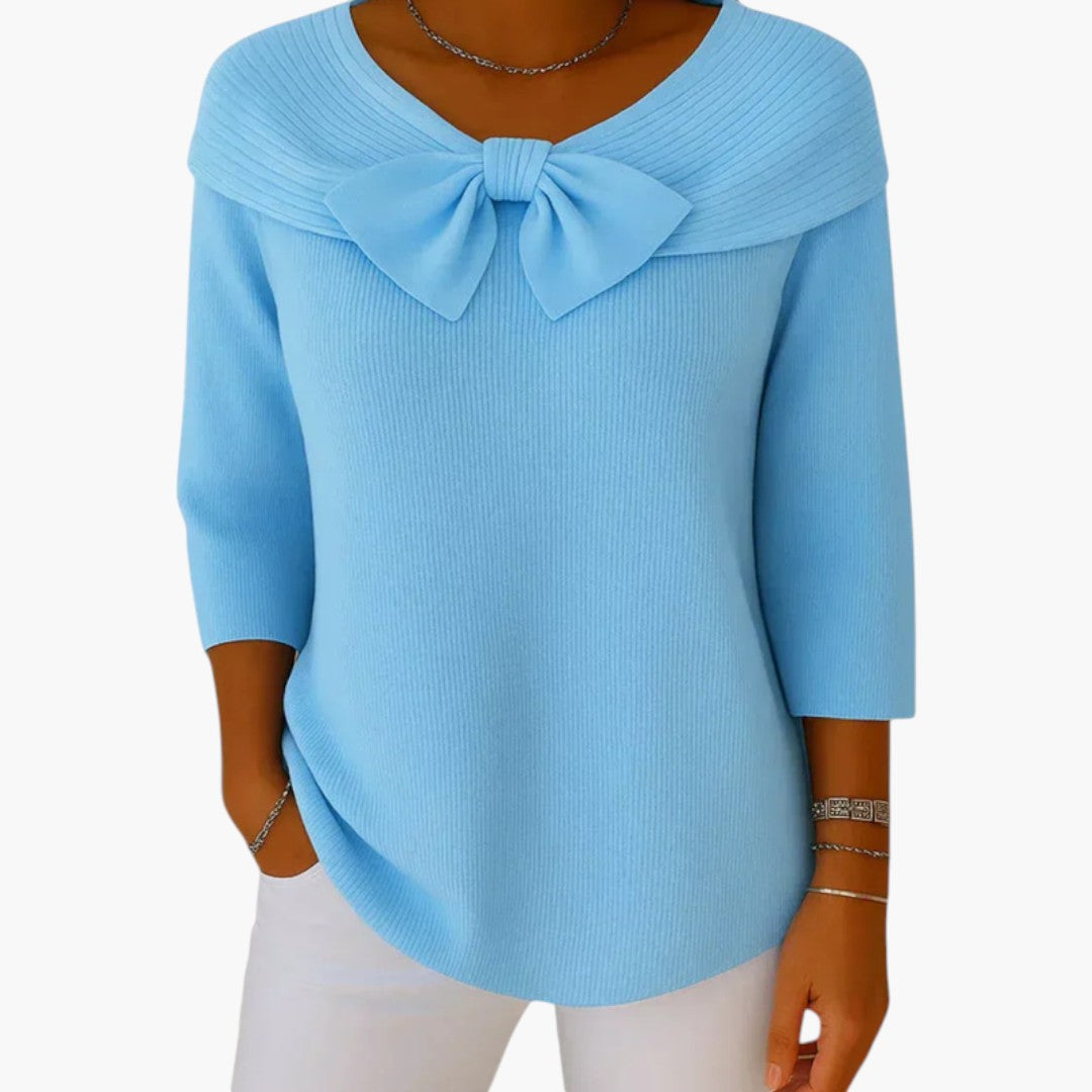 Haut tricoté femme avec nœud et manches longues
