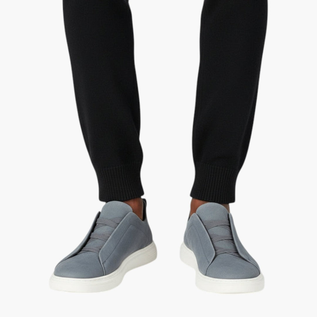 Homme Baskets Slip On en Daim a Lacets Élastiques et Semelle Caoutchouc