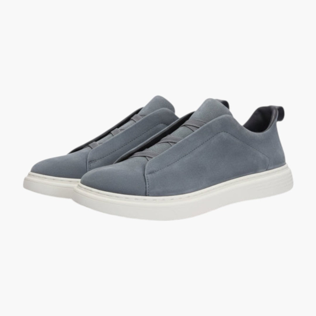 Homme Baskets Slip On en Daim a Lacets Élastiques et Semelle Caoutchouc