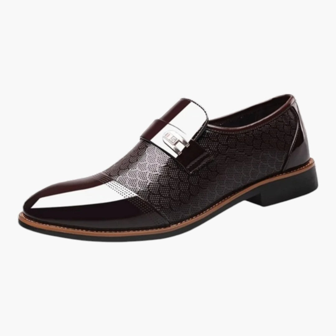 Homme Chaussures Oxford avec Cuir Verni et Motif Texturé