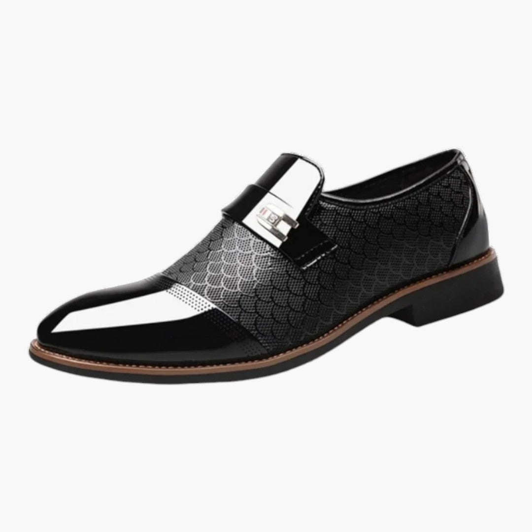 Homme Chaussures Oxford avec Cuir Verni et Motif Texturé