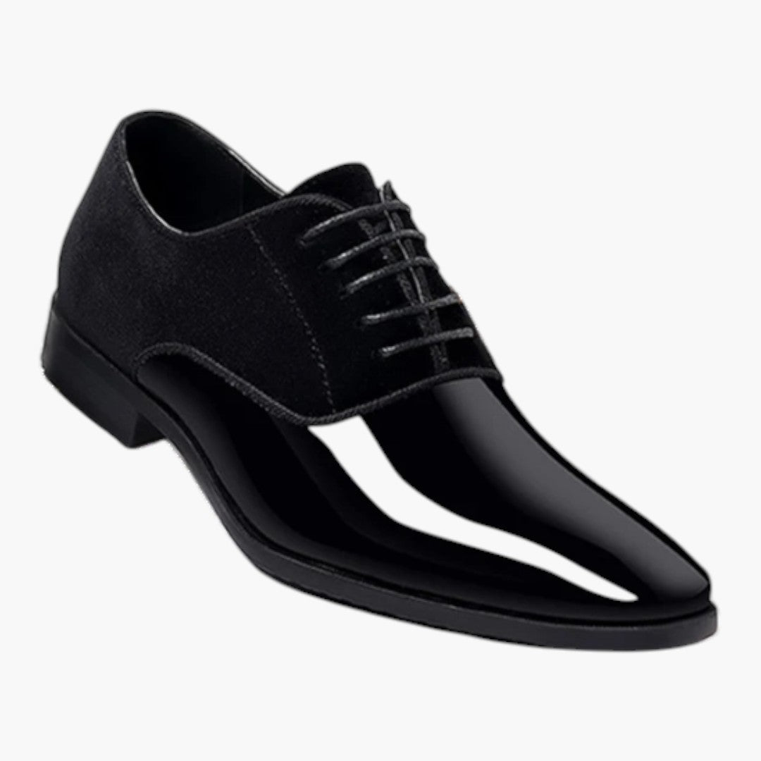 Herren Oxford-Schuhe mit Lackleder und Veloursleder-Einsätzen