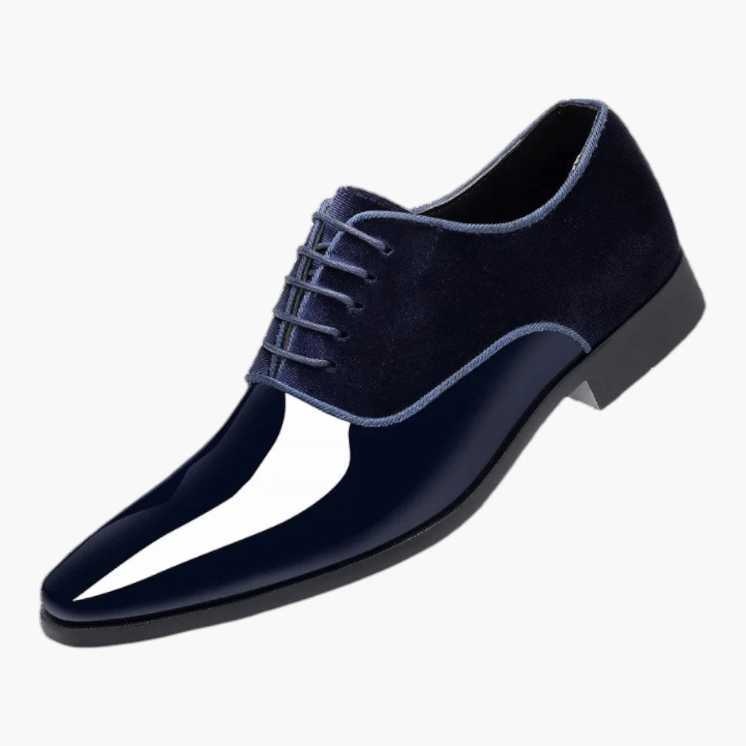 Herren Oxford-Schuhe mit Lackleder und Veloursleder-Einsätzen
