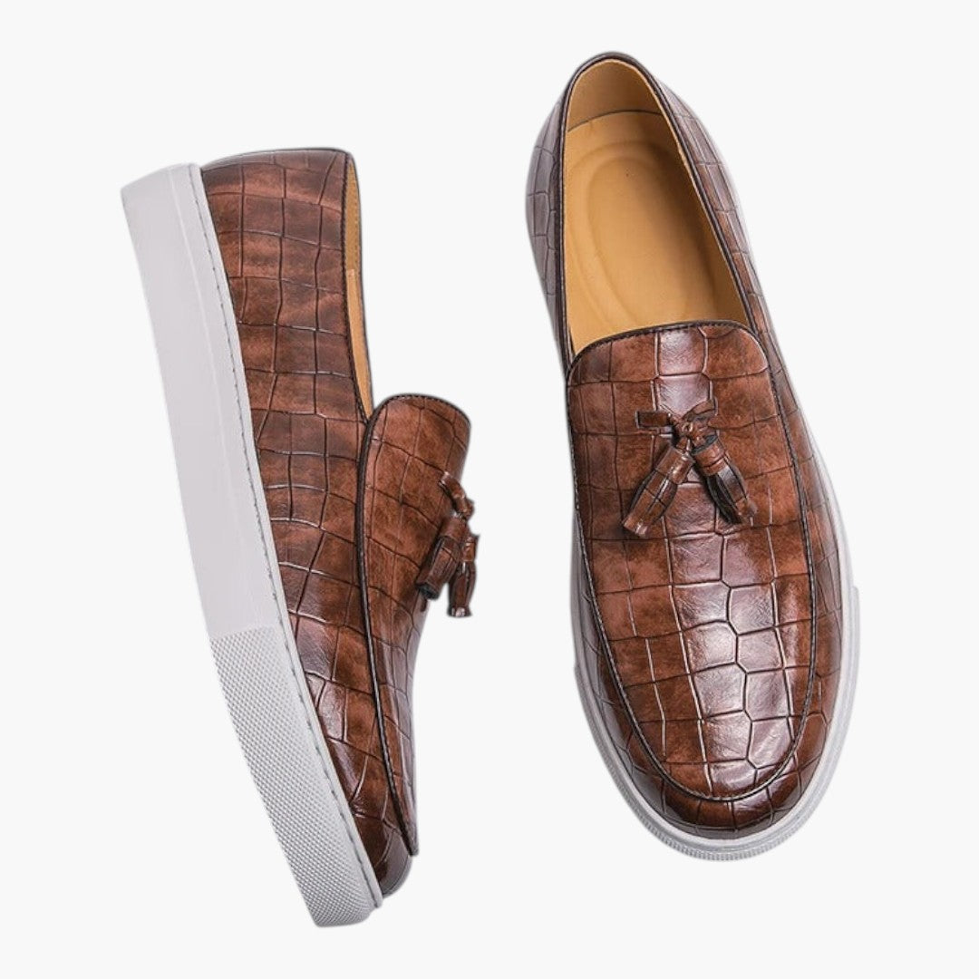Homme Mocassins en cuir avec design sans lacets et semelle texturée