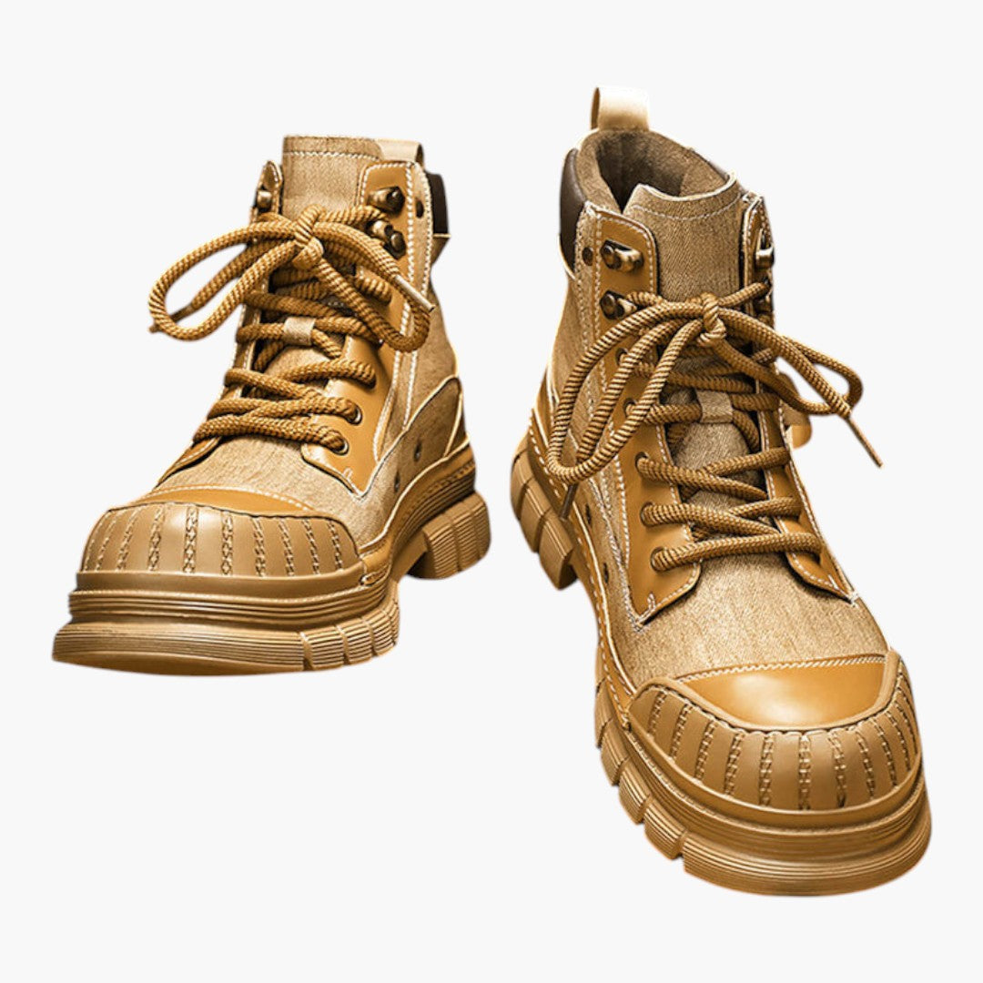 Hommes Bottes à lacets avec Cuir Nubuck et Semelle Caoutchouc